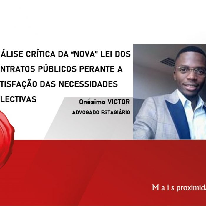 Análise crítica da “nova” lei dos contratos públicos perante a satisfação das necessidades colectivas